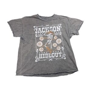 Youth in Revolt Graphic T-Shirt Womens XL Gray Excellent Skeleton Western Tee